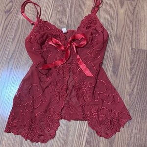 Elegant Red Lace Chemise